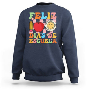 100 Days Of School Spanish Sweatshirt Feliz 100 Dias De Escuela 100th Day Back To School TS02 Navy Printyourwear