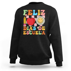 100 Days Of School Spanish Sweatshirt Feliz 100 Dias De Escuela 100th Day Back To School TS02 Black Printyourwear