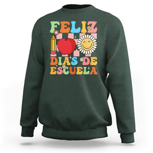 100 Days Of School Spanish Sweatshirt Feliz 100 Dias De Escuela 100th Day Back To School TS02 Dark Forest Green Printyourwear