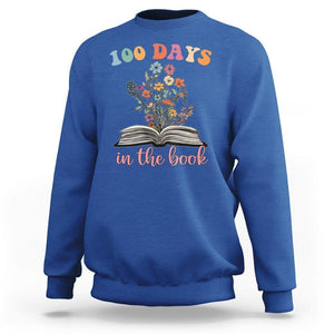 100 Days of School Sweatshirt 100 Days In The Book Reading TS02 Royal Blue Printyourwear