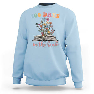 100 Days of School Sweatshirt 100 Days In The Book Reading TS02 Light Blue Printyourwear