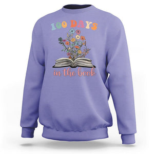 100 Days of School Sweatshirt 100 Days In The Book Reading TS02 Violet Printyourwear