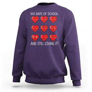 100 Days of School Sweatshirt Still Loving It Cute Hearts TS02 Purple Printyourwear