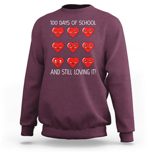 100 Days of School Sweatshirt Still Loving It Cute Hearts TS02 Maroon Printyourwear