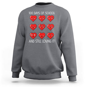 100 Days of School Sweatshirt Still Loving It Cute Hearts TS02 Charcoal Printyourwear