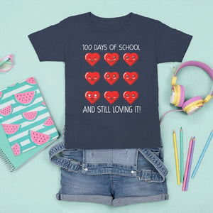 100 Days of School T Shirt For Kid Still Loving It Cute Hearts TS02 Navy Printyourwear