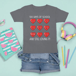 100 Days of School T Shirt For Kid Still Loving It Cute Hearts TS02 Charcoal Printyourwear