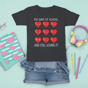 100 Days of School T Shirt For Kid Still Loving It Cute Hearts TS02 Black Printyourwear