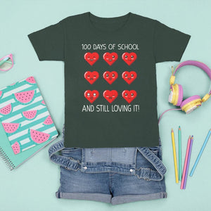 100 Days of School T Shirt For Kid Still Loving It Cute Hearts TS02 Dark Forest Green Printyourwear