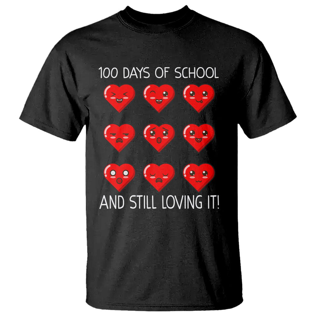 100 Days of School T Shirt Still Loving It Cute Hearts TS02 Black Printyourwear