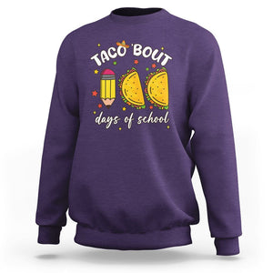 100 Days of School Tacos Sweatshirt Taco' Bout 100 Days TS02 Purple Printyourwear