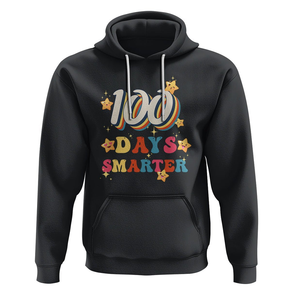 100 Dayth Of School Hoodie Retro 100 Days Smarter Cute Little Stars TS02 Black Printyourwear