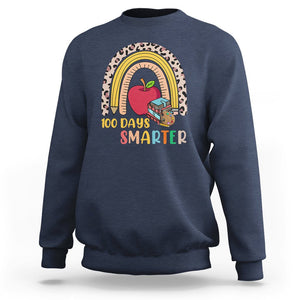 100 Dayth Of School Sweatshirt 100 Days Smarter Retro Vintage Rainbow TS02 Navy Printyourwear