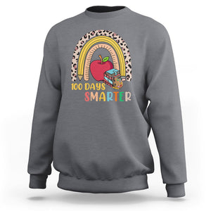 100 Dayth Of School Sweatshirt 100 Days Smarter Retro Vintage Rainbow TS02 Charcoal Printyourwear