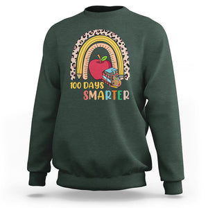 100 Dayth Of School Sweatshirt 100 Days Smarter Retro Vintage Rainbow TS02 Dark Forest Green Printyourwear