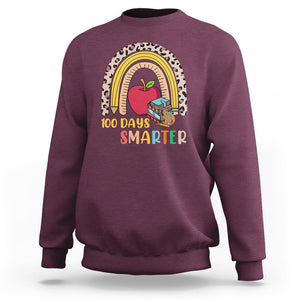 100 Dayth Of School Sweatshirt 100 Days Smarter Retro Vintage Rainbow TS02 Maroon Printyourwear