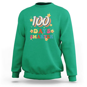 100 Dayth Of School Sweatshirt Retro 100 Days Smarter Cute Little Stars TS02 Irish Green Printyourwear