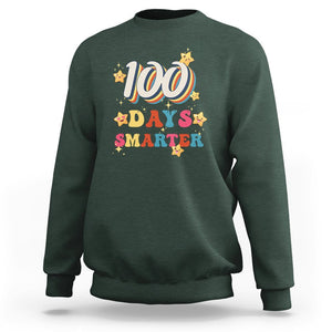 100 Dayth Of School Sweatshirt Retro 100 Days Smarter Cute Little Stars TS02 Dark Forest Green Printyourwear