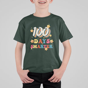 100 Dayth Of School T Shirt For Kid Retro 100 Days Smarter Cute Little Stars TS02 Dark Forest Green Printyourwear