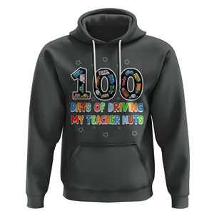 100th Day of School Boys Hoodie 100 Days of Driving My Teacher Nuts Cars Vehicles TS02 Dark Heather Printyourwear