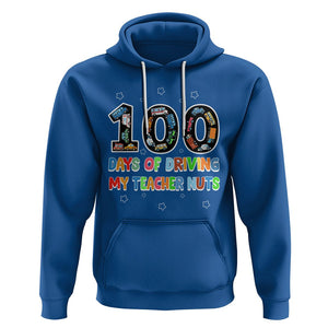 100th Day of School Boys Hoodie 100 Days of Driving My Teacher Nuts Cars Vehicles TS02 Royal Blue Printyourwear