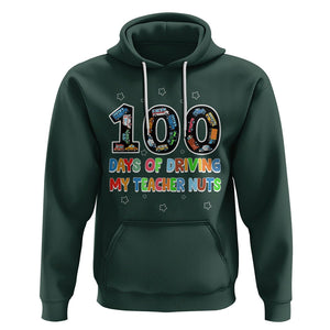 100th Day of School Boys Hoodie 100 Days of Driving My Teacher Nuts Cars Vehicles TS02 Dark Forest Green Printyourwear