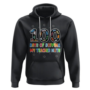 100th Day of School Boys Hoodie 100 Days of Driving My Teacher Nuts Cars Vehicles TS02 Black Printyourwear