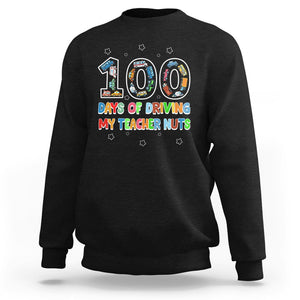 100th Day of School Boys Sweatshirt 100 Days of Driving My Teacher Nuts Cars Vehicles TS02 Black Printyourwear