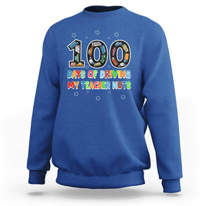 100th Day of School Boys Sweatshirt 100 Days of Driving My Teacher Nuts Cars Vehicles TS02 Royal Blue Printyourwear