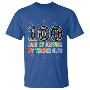 100th Day of School Boys T Shirt 100 Days of Driving My Teacher Nuts Cars Vehicles TS02 Royal Blue Printyourwear