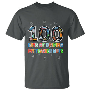 100th Day of School Boys T Shirt 100 Days of Driving My Teacher Nuts Cars Vehicles TS02 Dark Heather Printyourwear