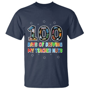 100th Day of School Boys T Shirt 100 Days of Driving My Teacher Nuts Cars Vehicles TS02 Navy Printyourwear