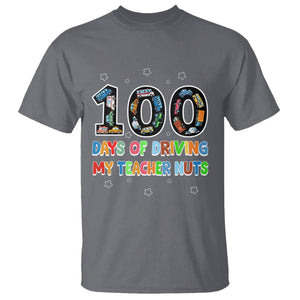 100th Day of School Boys T Shirt 100 Days of Driving My Teacher Nuts Cars Vehicles TS02 Charcoal Printyourwear