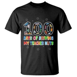 100th Day of School Boys T Shirt 100 Days of Driving My Teacher Nuts Cars Vehicles TS02 Black Printyourwear