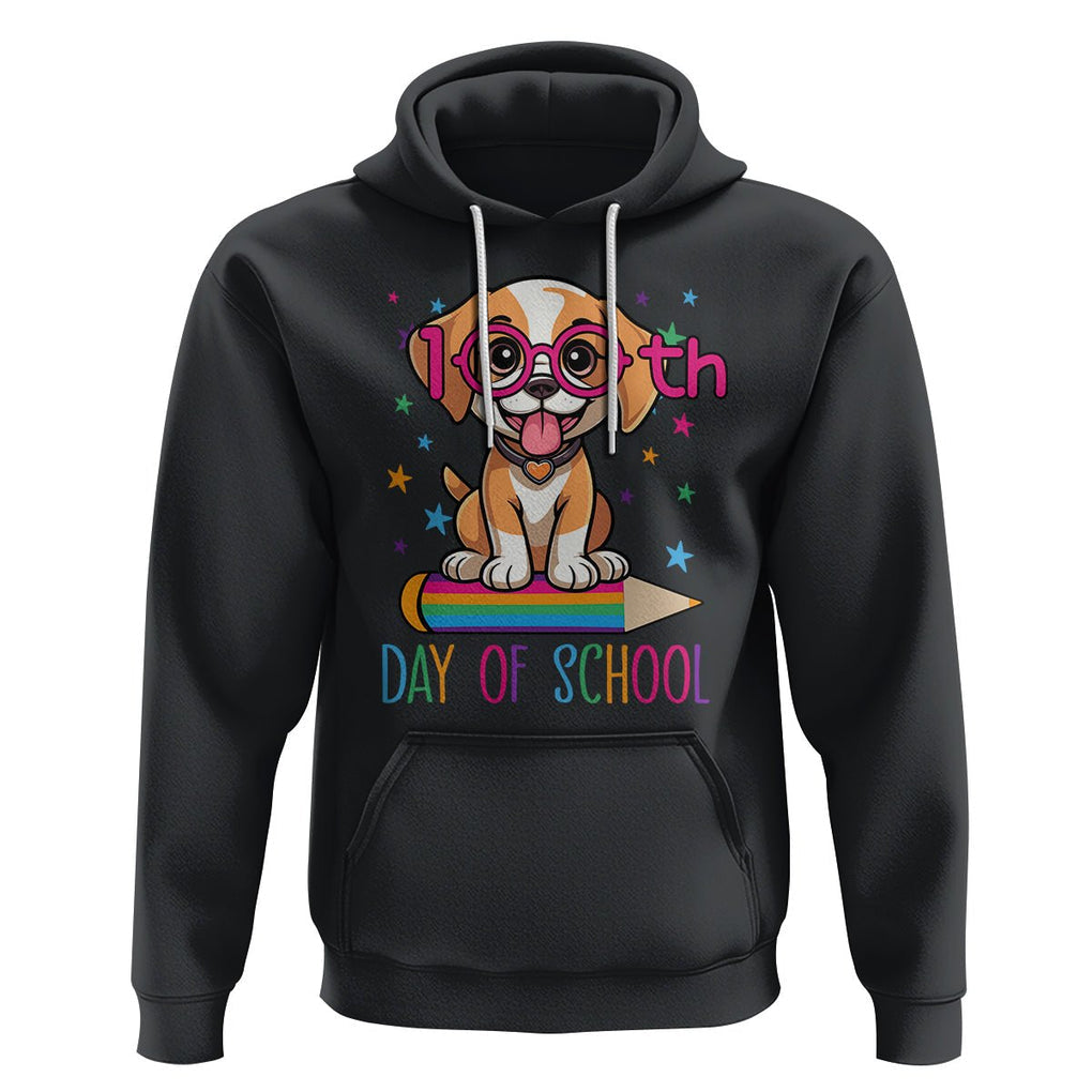 100th Day Of School Cute Dog Puppy Hoodie TS09 Black Printyourwear