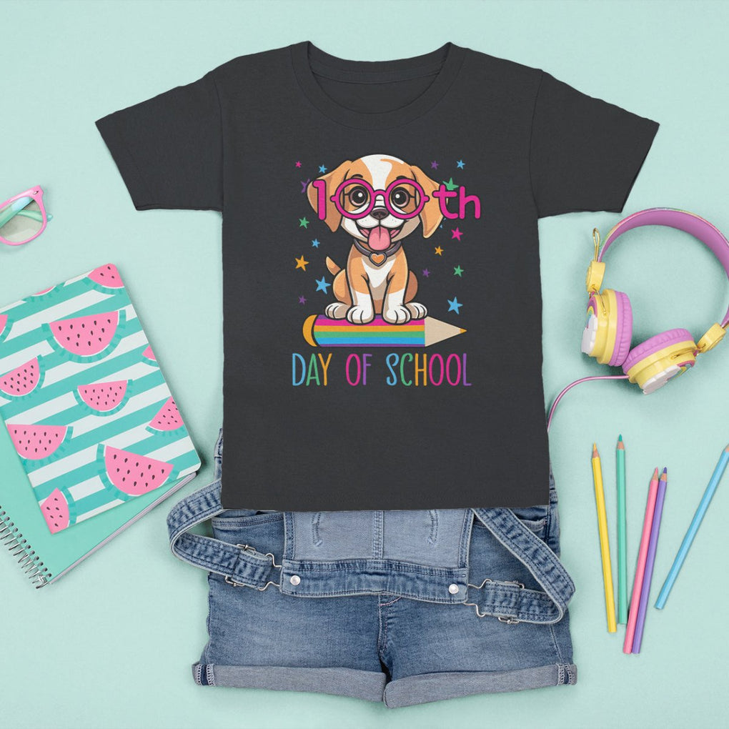 100th Day Of School Cute Dog Puppy T Shirt For Kid TS09 Black Printyourwear