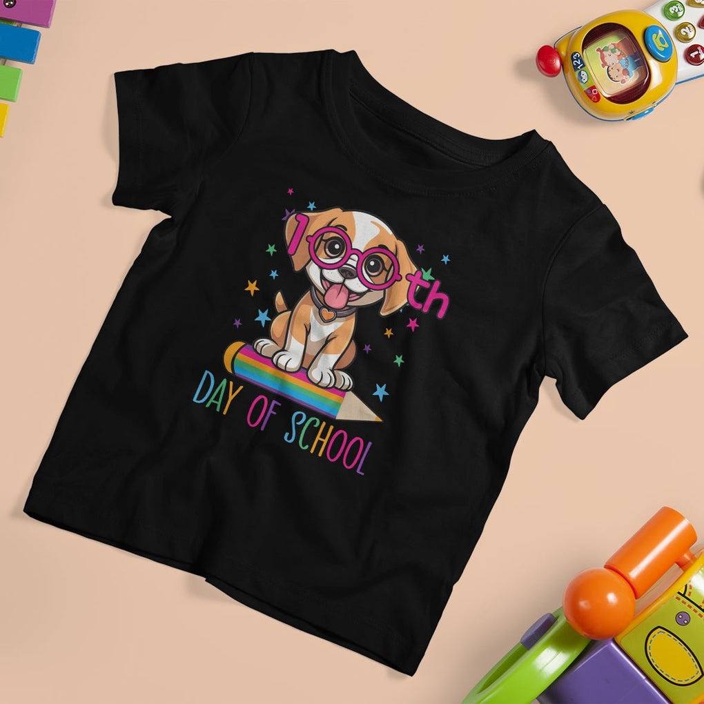 100th Day Of School Cute Dog Puppy T Shirt For Kid TS09 Black Printyourwear