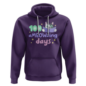 100th Day Of School Hoodie 100 Ameowzing Days Cute Cat Reading Book TS09 Purple Printyourwear