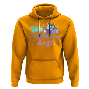 100th Day Of School Hoodie 100 Ameowzing Days Cute Cat Reading Book TS09 Gold Printyourwear