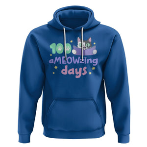 100th Day Of School Hoodie 100 Ameowzing Days Cute Cat Reading Book TS09 Royal Blue Printyourwear