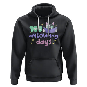 100th Day Of School Hoodie 100 Ameowzing Days Cute Cat Reading Book TS09 Black Printyourwear