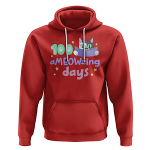 100th Day Of School Hoodie 100 Ameowzing Days Cute Cat Reading Book TS09 Red Printyourwear