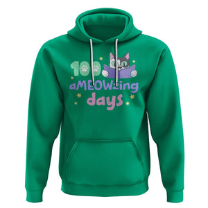 100th Day Of School Hoodie 100 Ameowzing Days Cute Cat Reading Book TS09 Irish Green Printyourwear