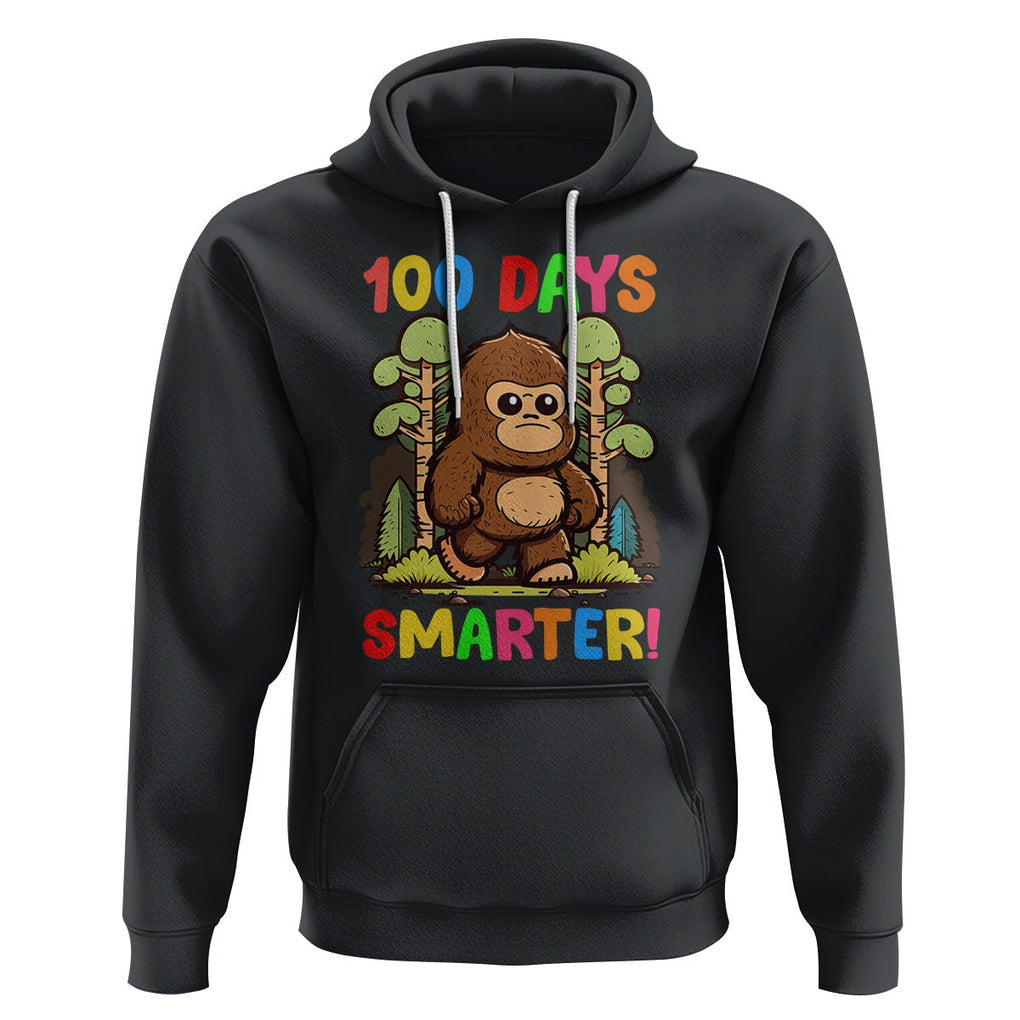 100th Day Of School Hoodie 100 Days Smarter Cute Bigfoot Sasquatch TS09 Black Printyourwear