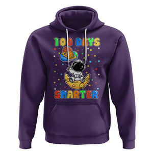 100th Day Of School Hoodie 100 Days Smarter Funny Astronaut Space Balloon TS09 Purple Printyourwear