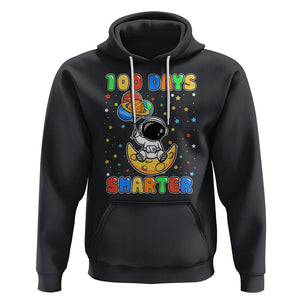 100th Day Of School Hoodie 100 Days Smarter Funny Astronaut Space Balloon TS09 Black Printyourwear