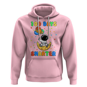 100th Day Of School Hoodie 100 Days Smarter Funny Astronaut Space Balloon TS09 Light Pink Printyourwear