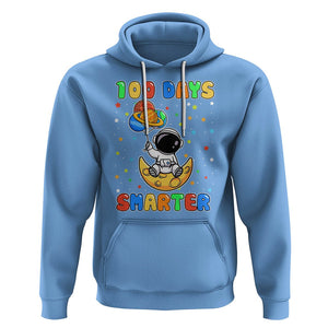 100th Day Of School Hoodie 100 Days Smarter Funny Astronaut Space Balloon TS09 Carolina Blue Printyourwear