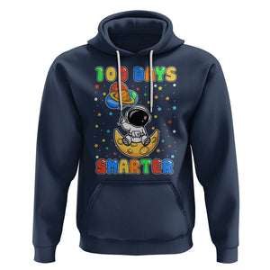 100th Day Of School Hoodie 100 Days Smarter Funny Astronaut Space Balloon TS09 Navy Printyourwear