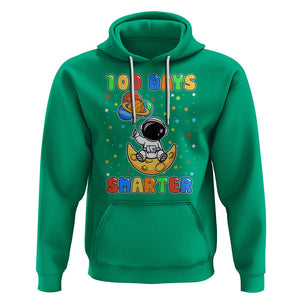 100th Day Of School Hoodie 100 Days Smarter Funny Astronaut Space Balloon TS09 Irish Green Printyourwear